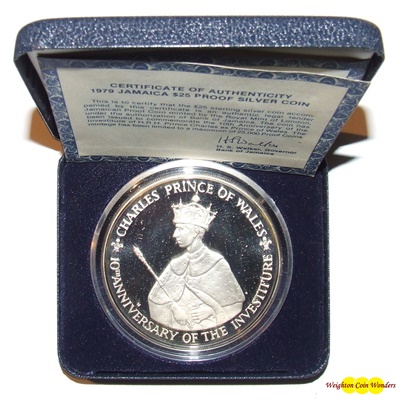 1979 Jamaica $25 Silver Proof Coin - Investiture Prince of Wales
